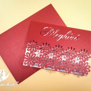 Virág sormintás lézervágott esküvői meghívó