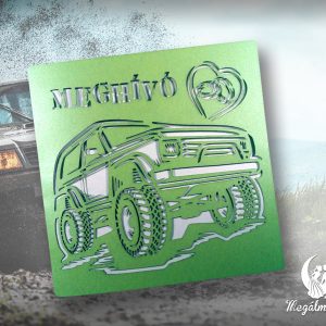Off-road terepjárós lézervágott esküvői meghívó