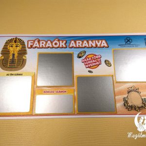 Kaparós sorsjegy esküvői meghívó Fáraók aranya mintával