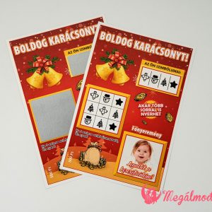 Piros karácsonyi keresztszülő felkérő csengővel