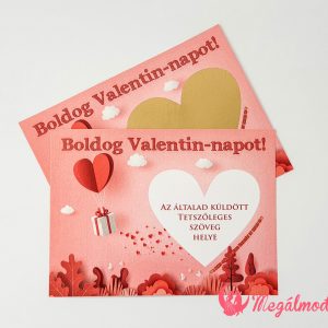 Valentin napi kaparós sorsjegy ajándékdoboz és szív mintával, rózsaszínes alapon