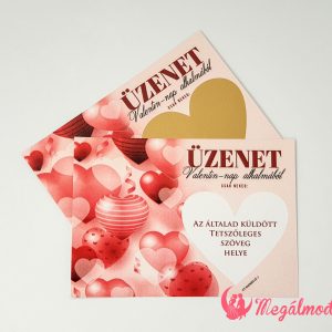 Valentin napi kaparós sorsjegy apró szív mintákkal és szív alakú kaparómezővel