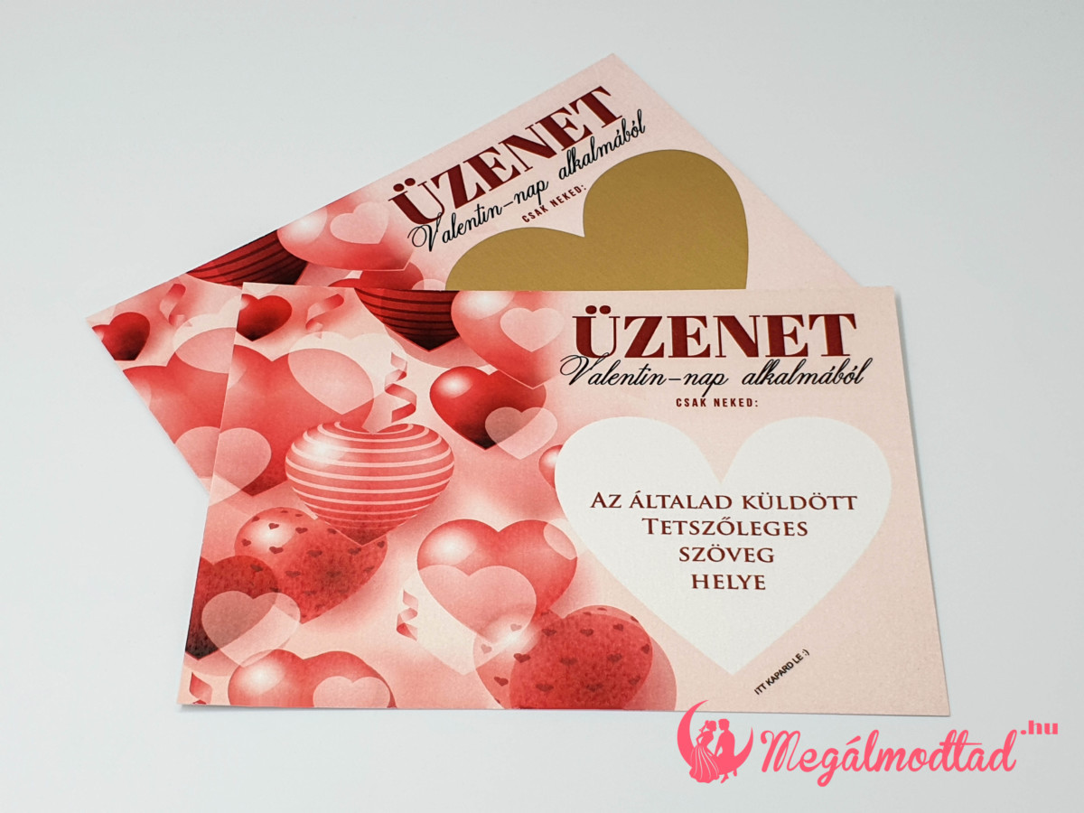 Szívecskés Valentin napi kaparós kártya ajándékként