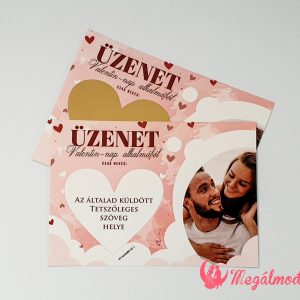 Fényképes Valentin napi kaparós sorsjegy szív alakú kaparómezővel