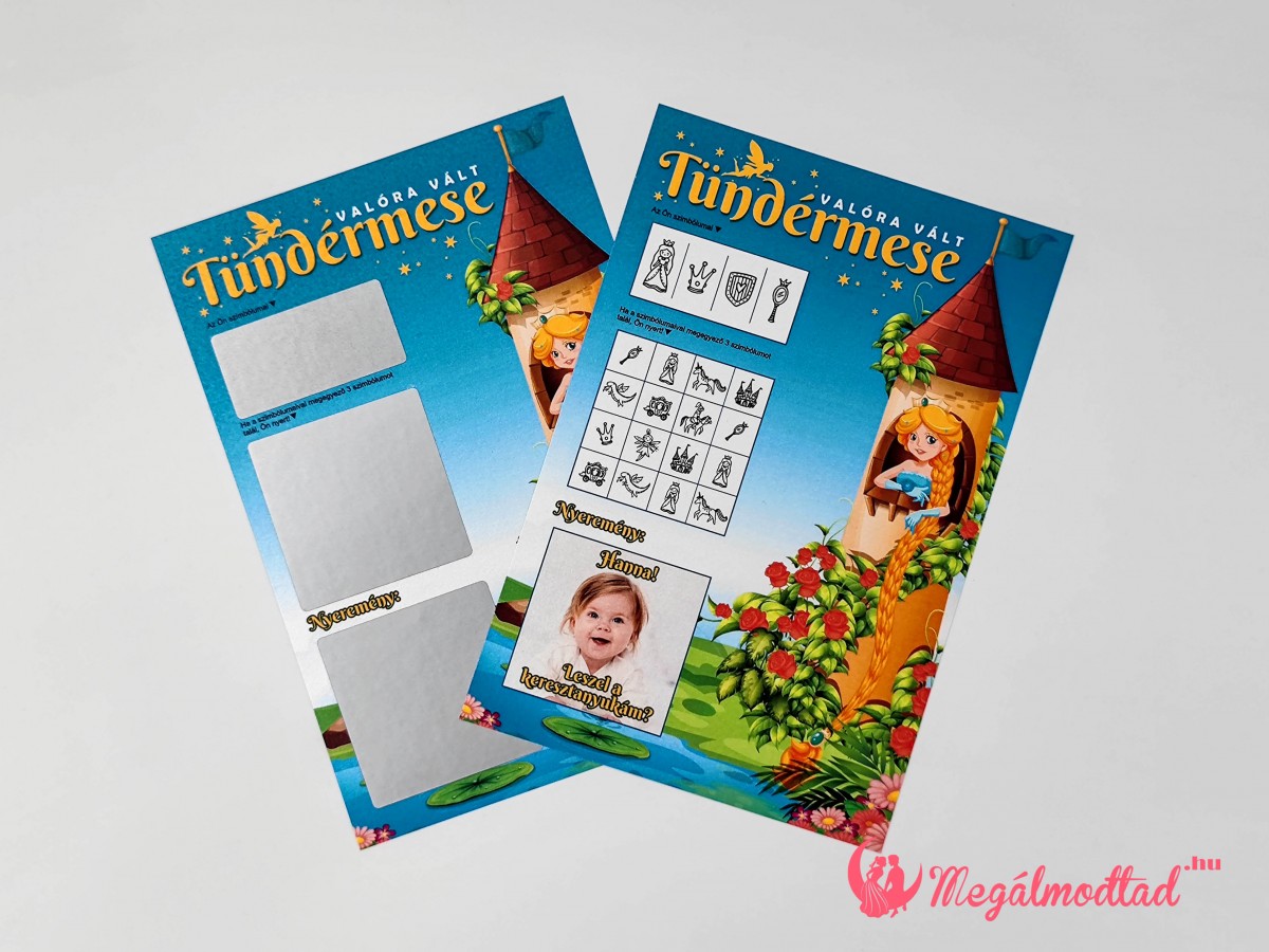 Királylányos tündérmese keresztszülő felkérő kaparós felületekkel