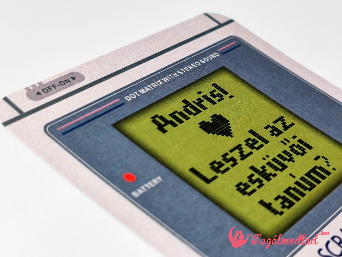 Retro Gameboy tanúfelkérő kaparós sorsjegy, játékos felkéréssel