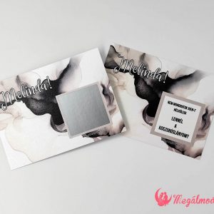 Fekete-fehér márványmintás koszorúslány felkérő kaparós sorsjegy névvel