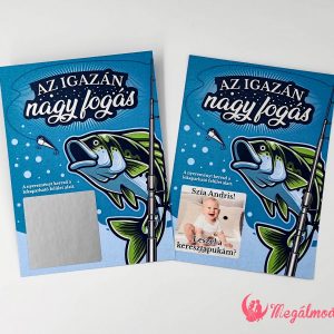 Horgászos keresztszülő felkérő, kaparófelülettel