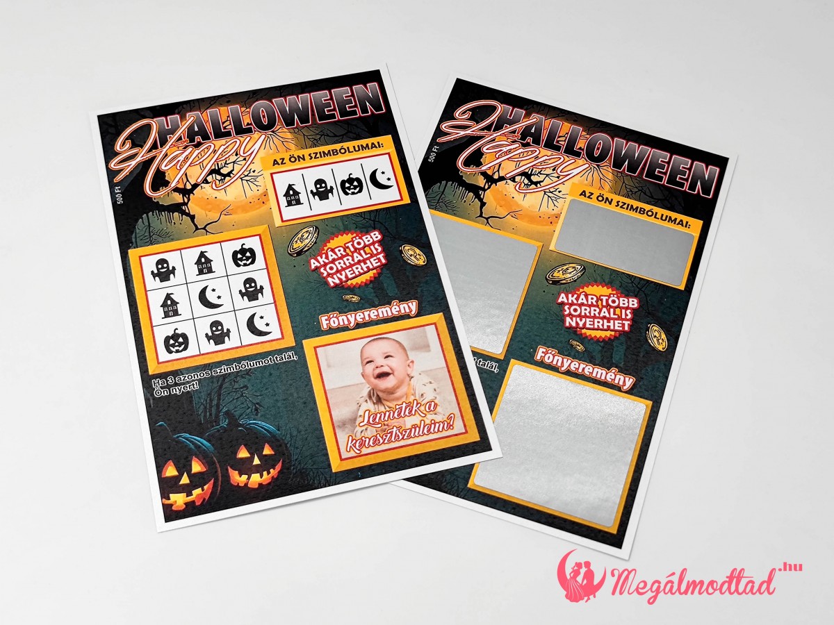 kaparós sorsjegyes keresztszülő felkérő halloween témában